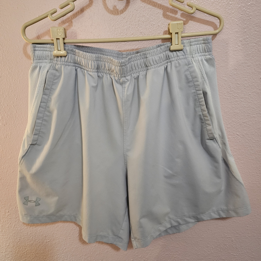 Men's Under Armour Light Gray and White Athletic Shorts